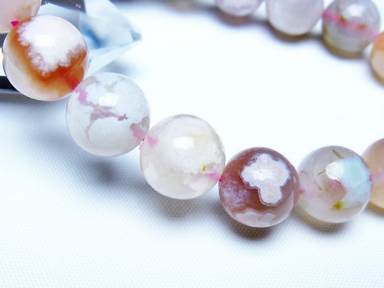 桜メノウ チェリーブロッサムアゲート ブレスレット 12mm [t213-2121] 3枚目