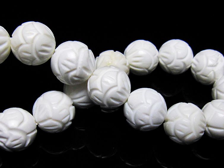 シャコガイ 手彫り ハス ブレスレット 12mm [t217-1587] 2枚目