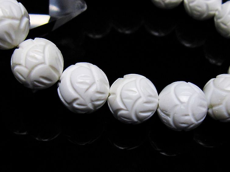 シャコガイ 手彫り ハス ブレスレット 12mm [t217-1587] 3枚目