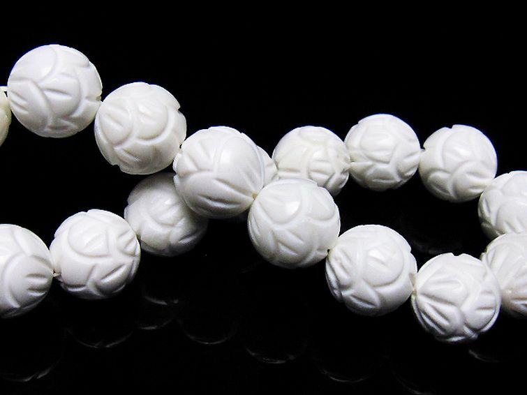 シャコガイ 手彫り ハス ブレスレット 12mm [t217-1589] 2枚目