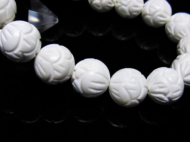 シャコガイ 手彫り ハス ブレスレット 12mm [t217-1589] 3枚目