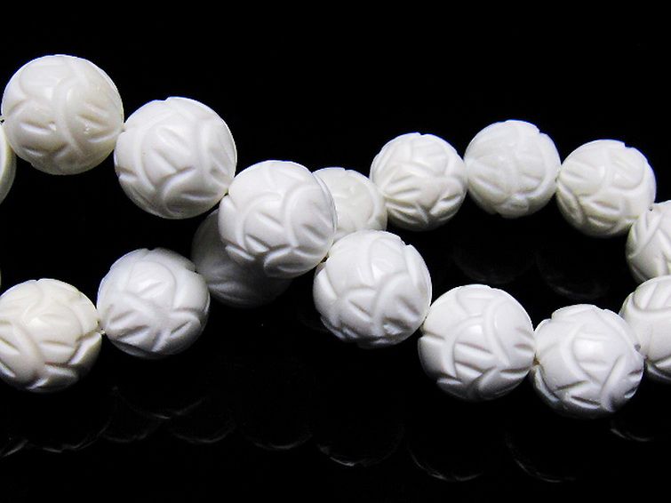 シャコガイ 手彫り ハス ブレスレット 12mm [t217-1592] 2枚目