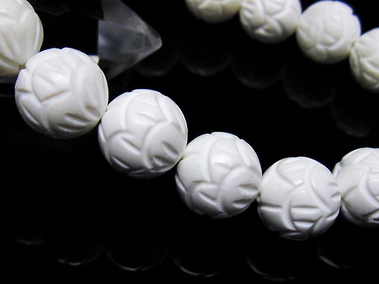 シャコガイ 手彫り ハス ブレスレット 12mm [t217-1592] 3枚目