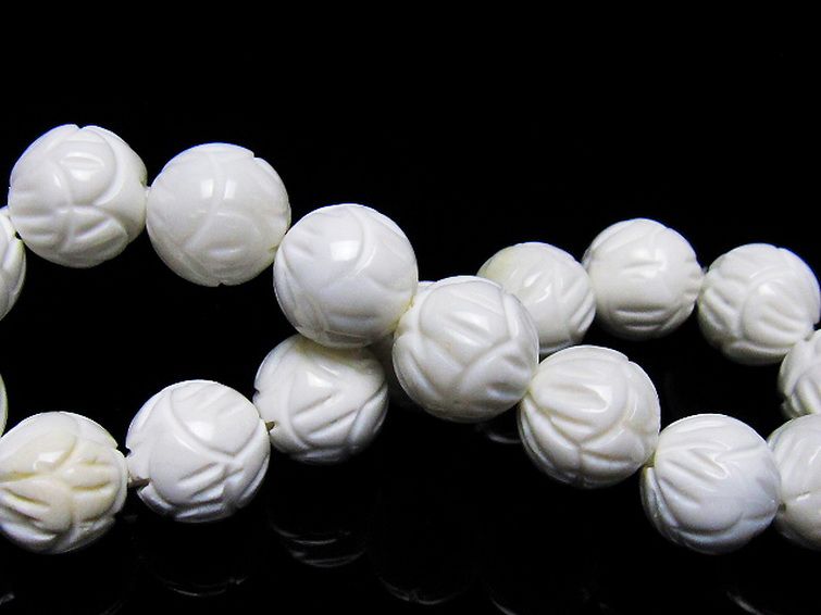 シャコガイ 手彫り ハス ブレスレット 12mm [t217-1595] 2枚目