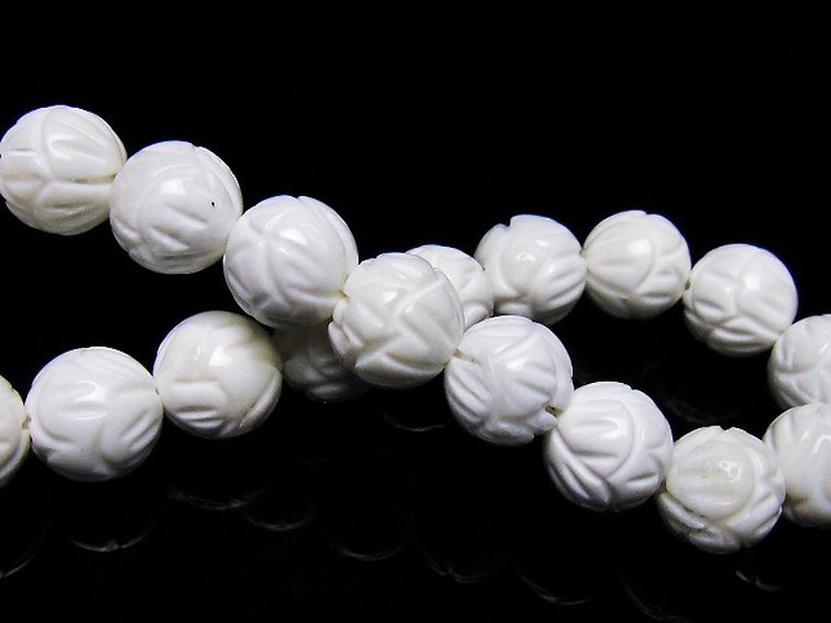 シャコガイ 手彫り ハス ブレスレット 10mm [t217-1599] 2枚目