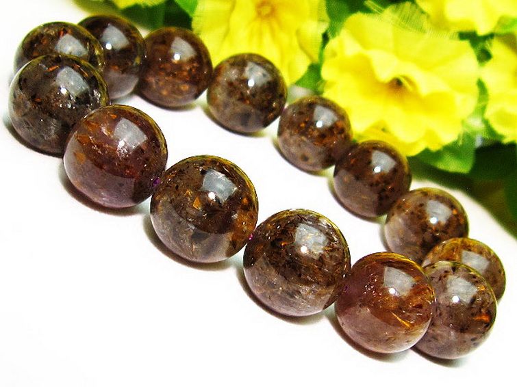 カコクセナイト インクォーツ ブレスレット 15mm [t226-469] 1枚目