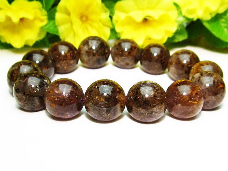 カコクセナイト インクォーツ ブレスレット 15mm [t226-469] 2枚目