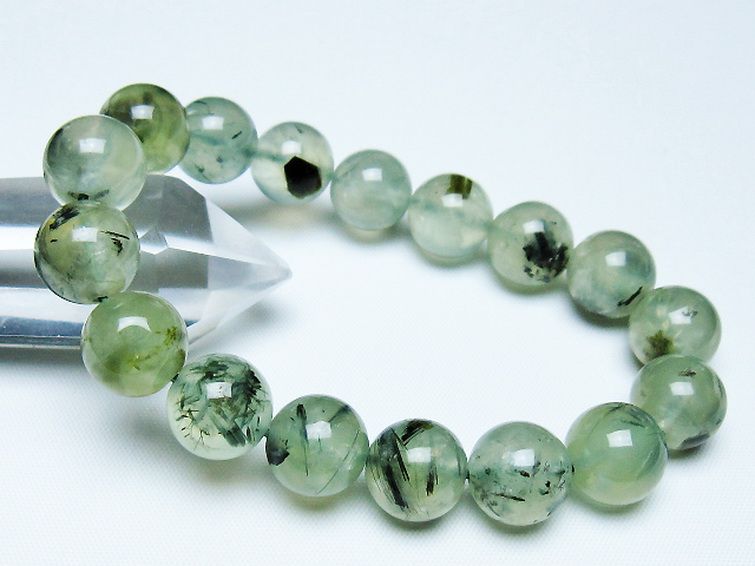 ルチル入り プレナイト ブレスレット 12mm [t228-4596] 1枚目