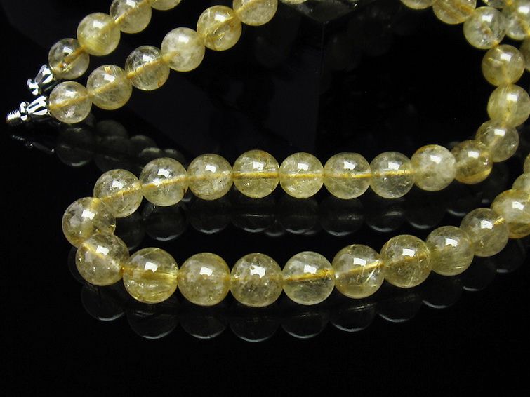 ゴールドタイチンルチル ネックレス 8mm [T230-1742] 3枚目