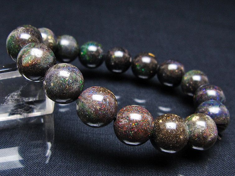 ブラックオパール ブレスレット 12mm [T249-4679] 1枚目