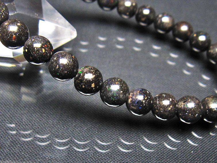 ブラックオパール ブレスレット 7mm [t249-4898] 3枚目