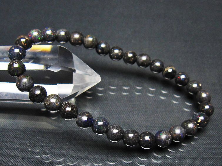 ブラックオパール ブレスレット 6mm [t249-4915] 1枚目