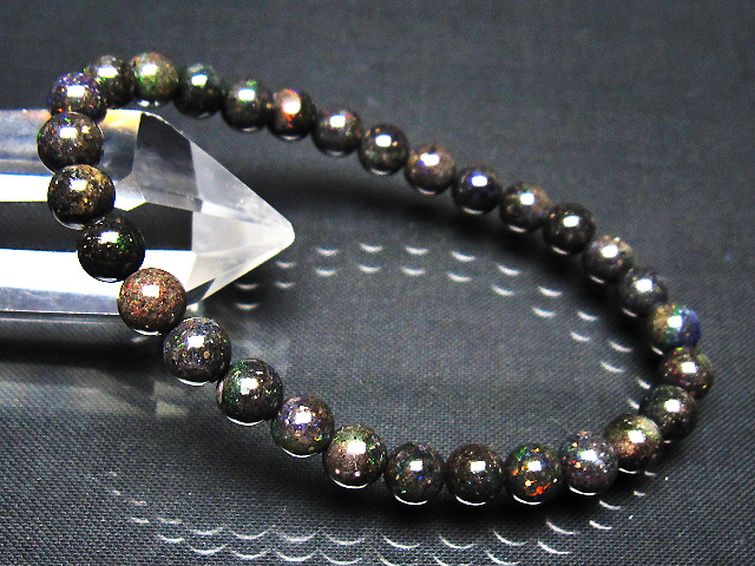 ブラックオパール ブレスレット 6mm [t249-4952] 1枚目