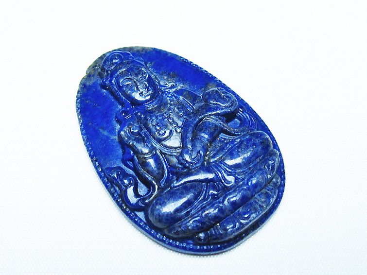 風鎮 （ラピスラズリ） ラピスラズリ 手彫り 観音 置物[t25-40756]