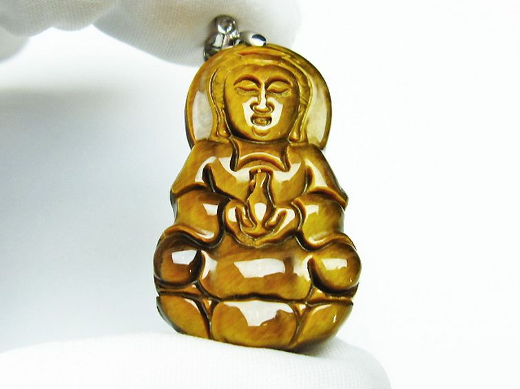 タイガーアイ※黄虎目石観音 ペンダント [T252-1545] 2枚目