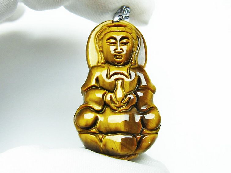 タイガーアイ※黄虎目石観音 ペンダント [T252-1548] 2枚目