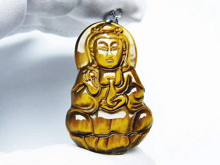 タイガーアイ※黄虎目石観音 ペンダント [T252-1550] 2枚目