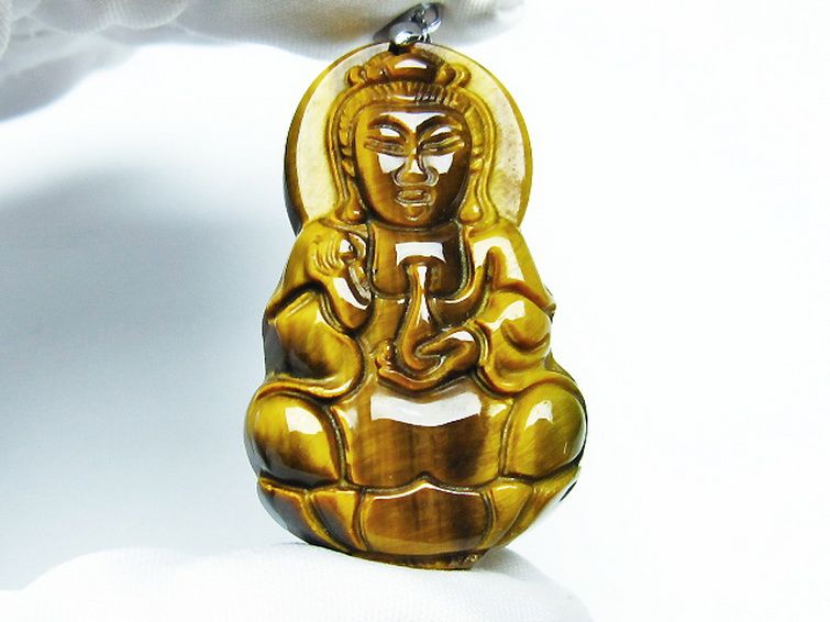 タイガーアイ※黄虎目石観音 ペンダント [T252-1555] 2枚目