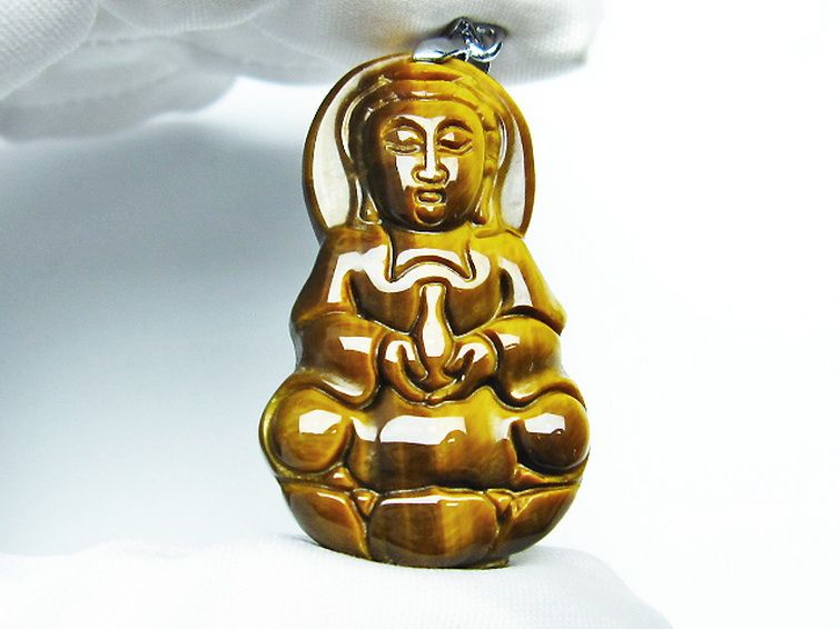 タイガーアイ※黄虎目石観音 ペンダント [T252-1559] 2枚目