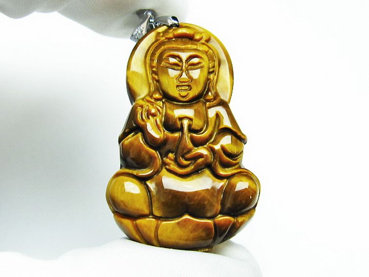 タイガーアイ※黄虎目石観音 ペンダント [T252-1569] 2枚目