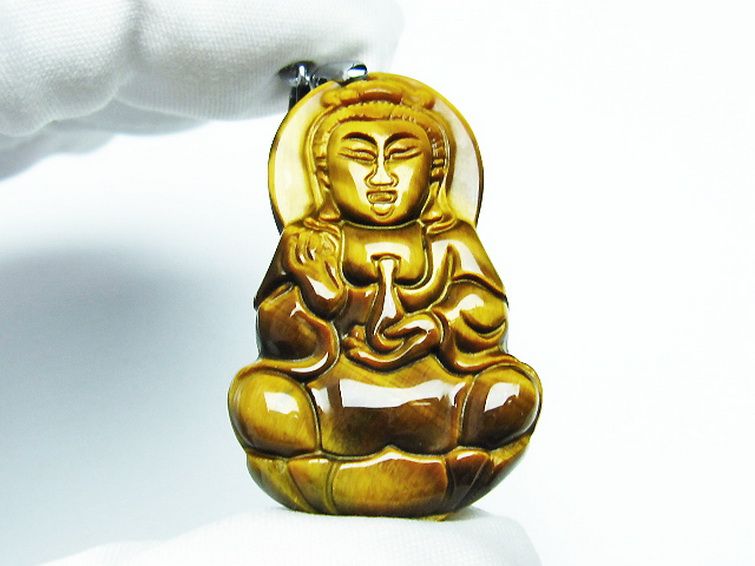 タイガーアイ※黄虎目石観音 ペンダント [T252-1571] 2枚目