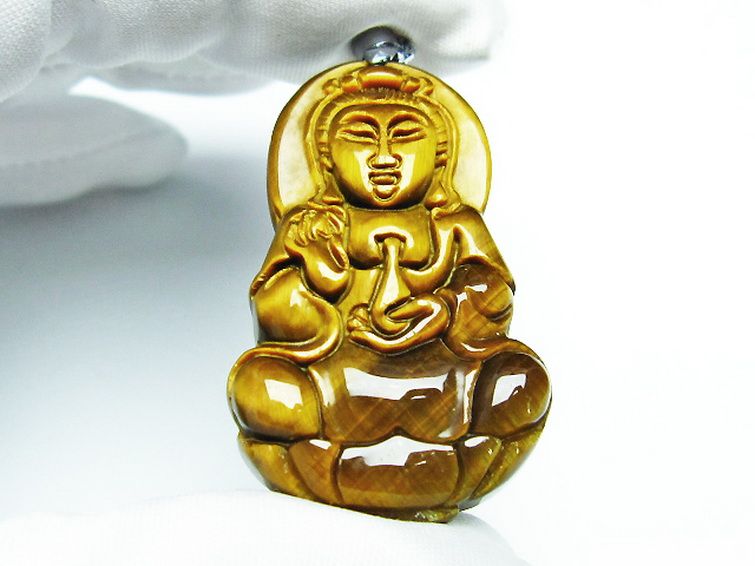 タイガーアイ※黄虎目石観音 ペンダント [T252-1582] 2枚目