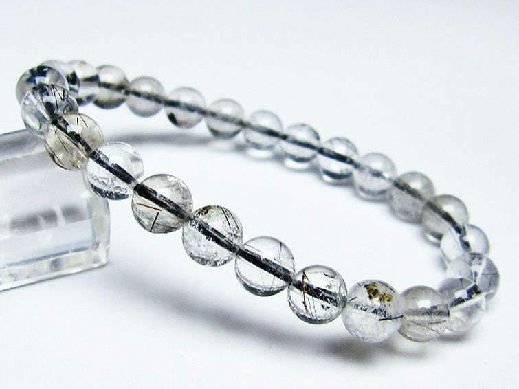 ブラックルチルクォーツ ブレスレット 8mm [t257-6137] 1枚目