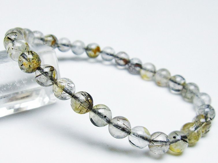 ブラックルチルクォーツ ブレスレット 6mm [T257-6426] 1枚目