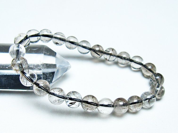 ブラックルチルクォーツ ブレスレット 8mm [t257-6637] 1枚目