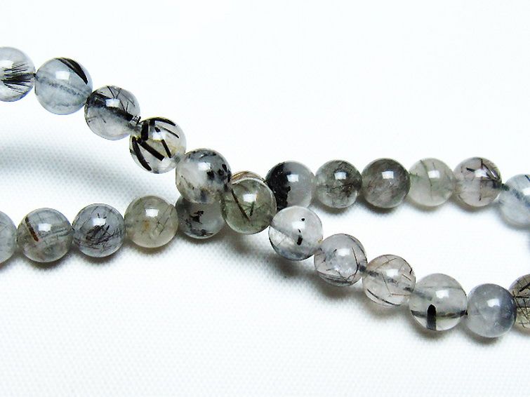 ブラックルチルクォーツ ブレスレット 6mm [T257-6642] 2枚目