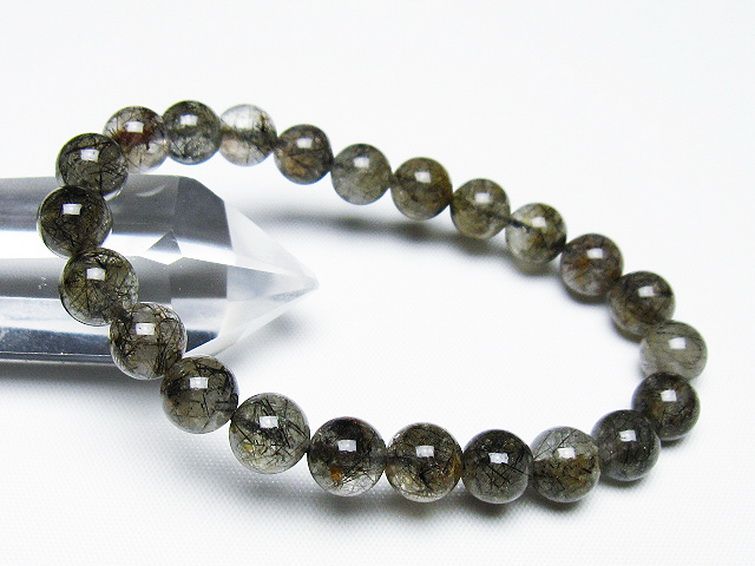 ブラックルチルクォーツ ブレスレット 8mm [t257-7734] 1枚目