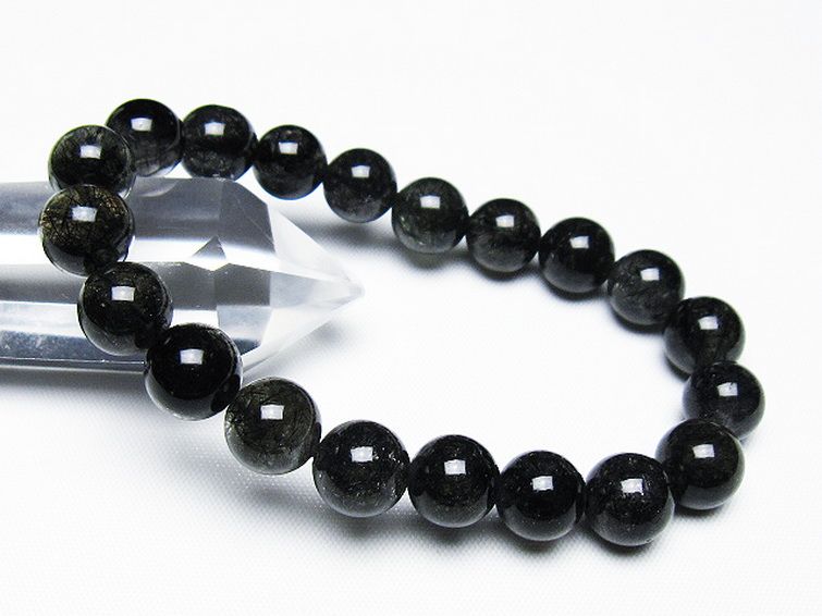 ブラックルチルクォーツ ブレスレット 10mm [t257-7850] 1枚目