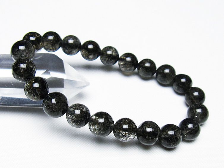 ブラックルチルクォーツ ブレスレット 9mm [t257-7855] 1枚目