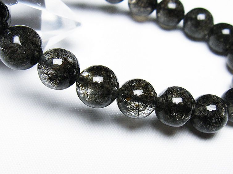 ブラックルチルクォーツ ブレスレット 9mm [t257-7855]