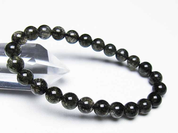 ブラックルチルクォーツ ブレスレット 7mm [t257-7870]