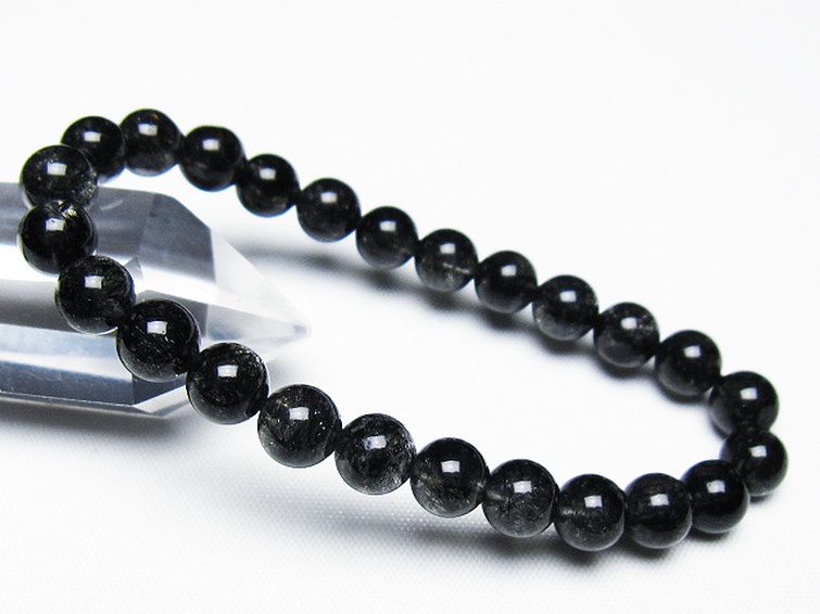 ブラックルチルクォーツ ブレスレット 7mm [t257-7875] 1枚目