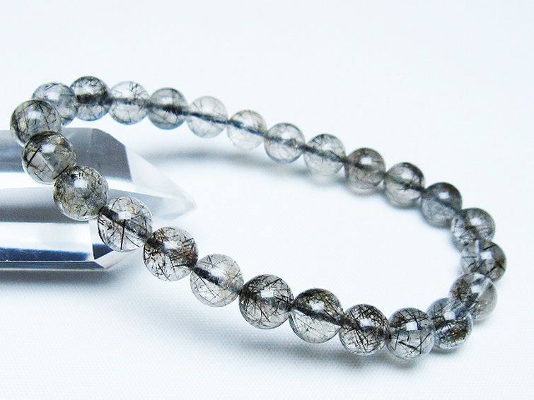 ブラックルチルクォーツ ブレスレット 8mm [t257-7907] 1枚目