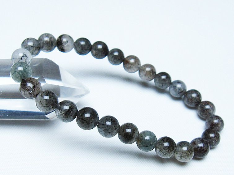 ブラックルチルクォーツ ブレスレット 7mm [t257-7924] 1枚目