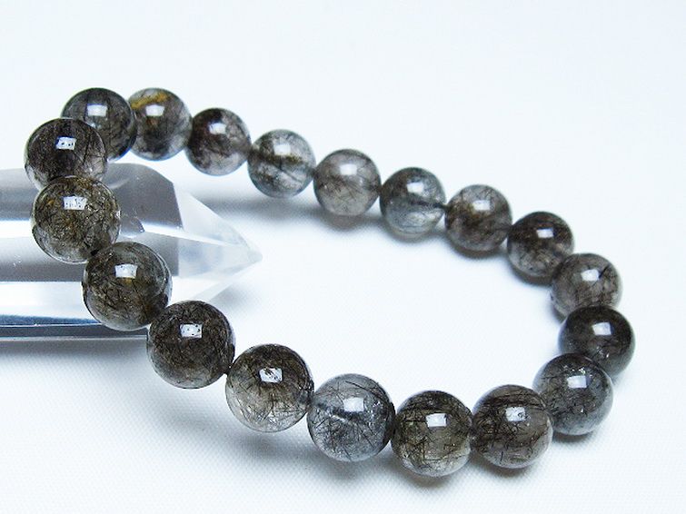 ブラックルチルクォーツ ブレスレット 10mm [t257-7968] 1枚目