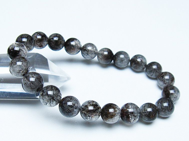 ブラックルチルクォーツ ブレスレット 9mm [t257-7981] 1枚目