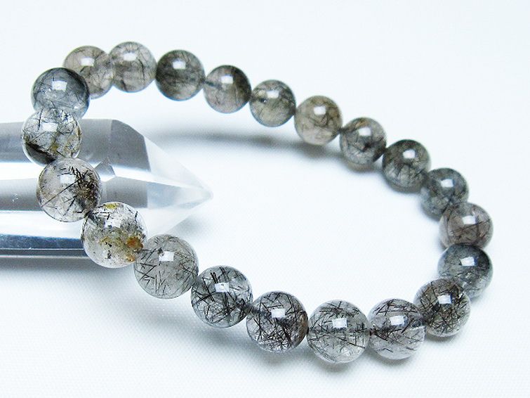 ブラックルチルクォーツ ブレスレット 9mm [t257-7989] 1枚目