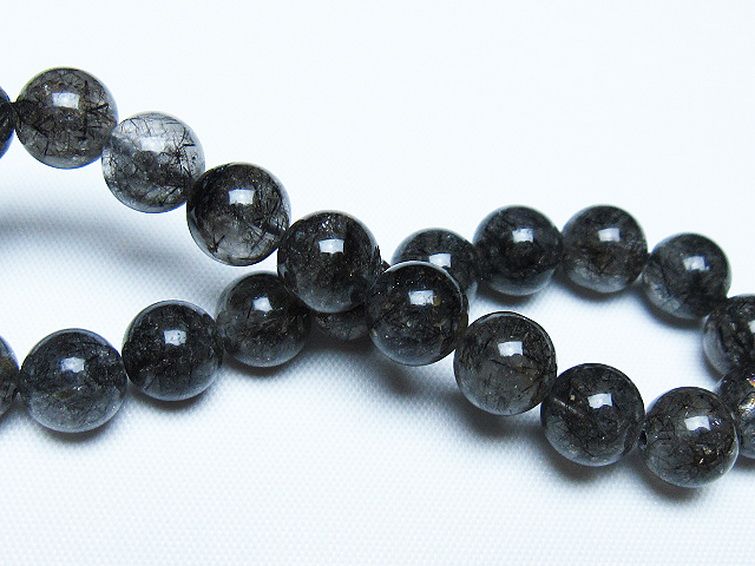 ブラックルチルクォーツ ブレスレット 9mm [t257-8040] 2枚目