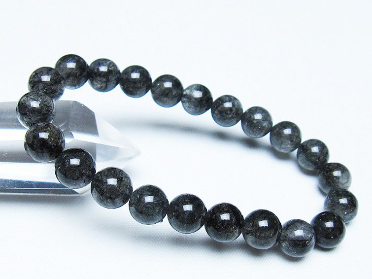 ブラックルチルクォーツ ブレスレット 9mm [t257-8043] 1枚目