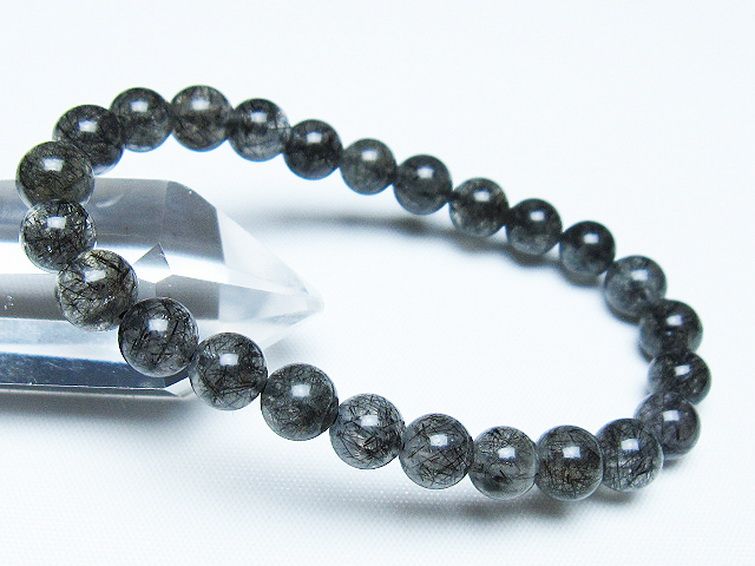 ブラックルチルクォーツ ブレスレット 7mm [t257-8048] 1枚目