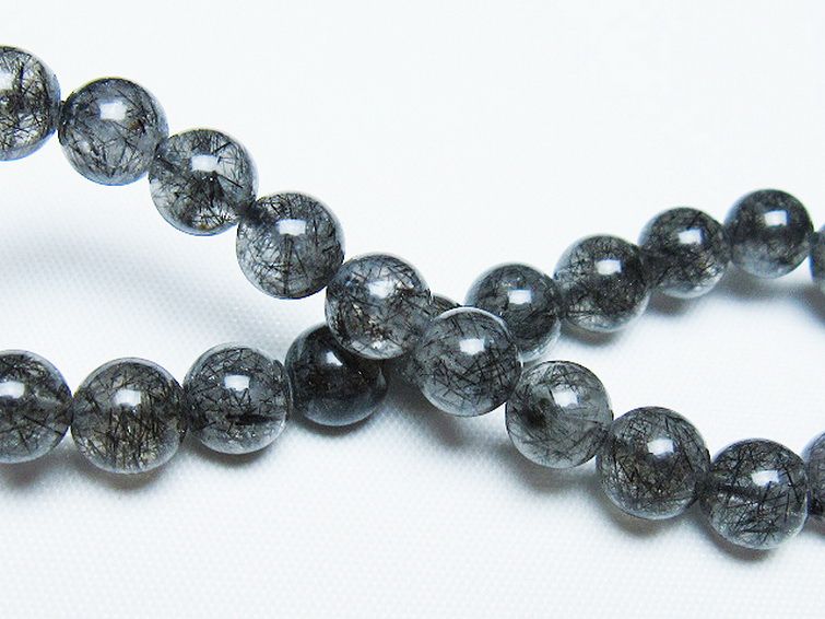 ブラックルチルクォーツ ブレスレット 7mm [t257-8048] 2枚目