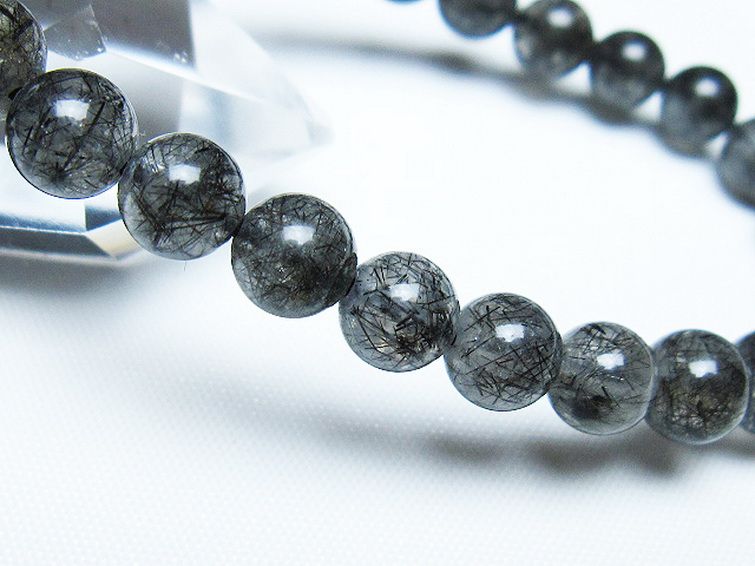 ブラックルチルクォーツ ブレスレット 7mm [t257-8048] 3枚目