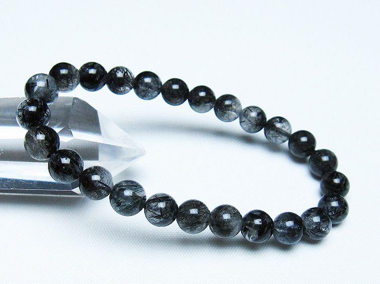 ブラックルチルクォーツ ブレスレット 7mm [t257-8055] 1枚目