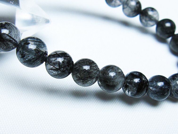 ブラックルチルクォーツ ブレスレット 7mm [t257-8055] 3枚目
