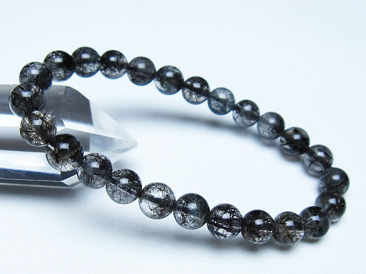 ブラックルチルクォーツ ブレスレット 7mm [t257-8059] 1枚目
