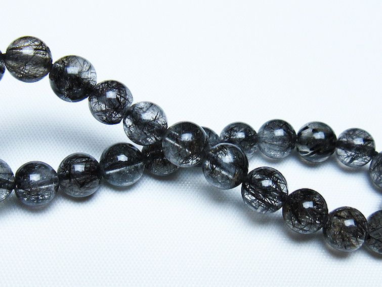 ブラックルチルクォーツ ブレスレット 7mm [t257-8059] 2枚目